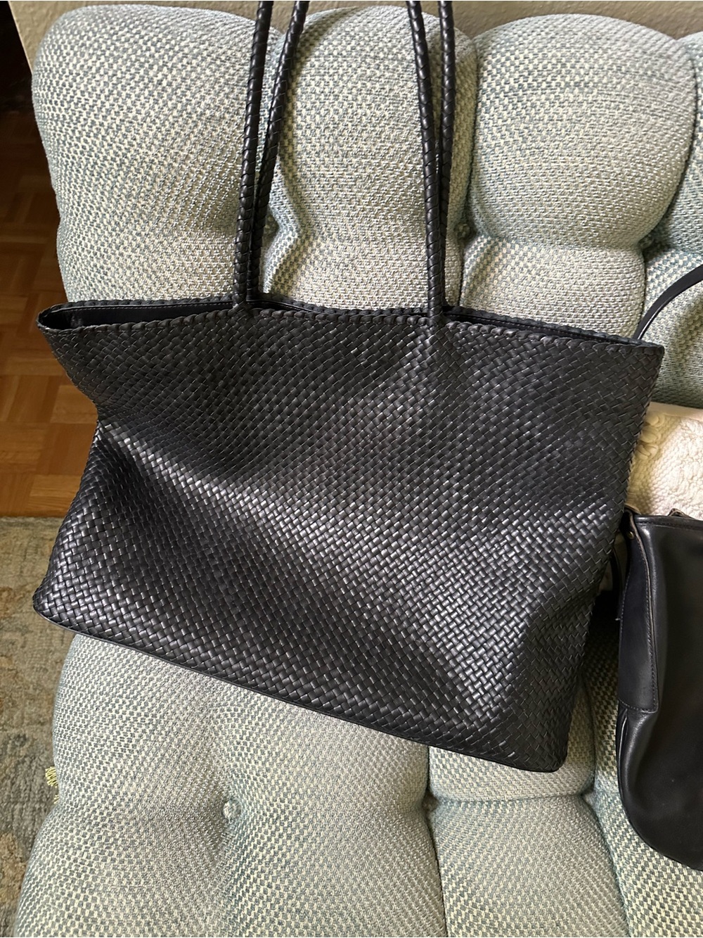 Quince Black Woven Leather Tote - Picture 2 of 3